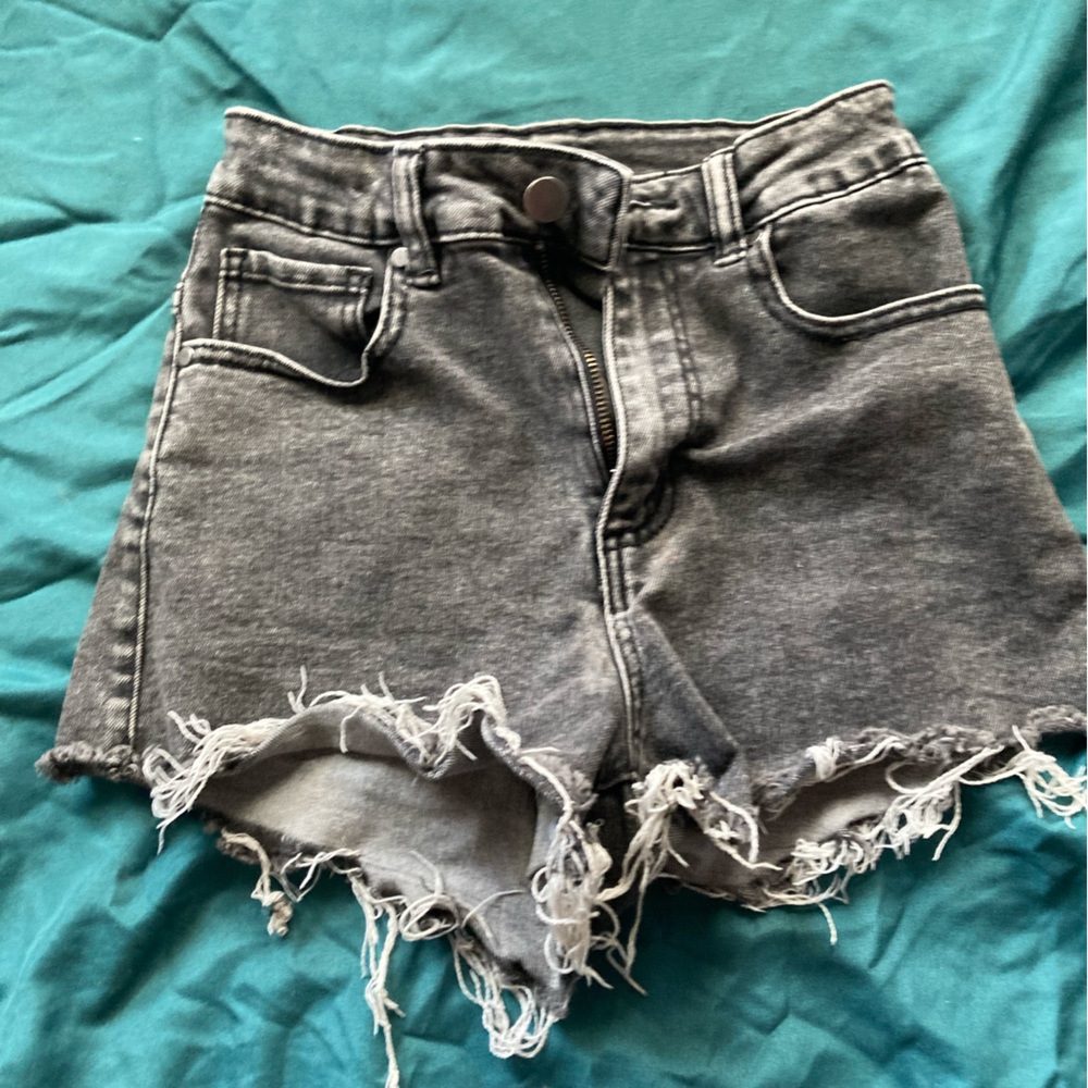 Tezenis black frayed stretch denim booty shorts